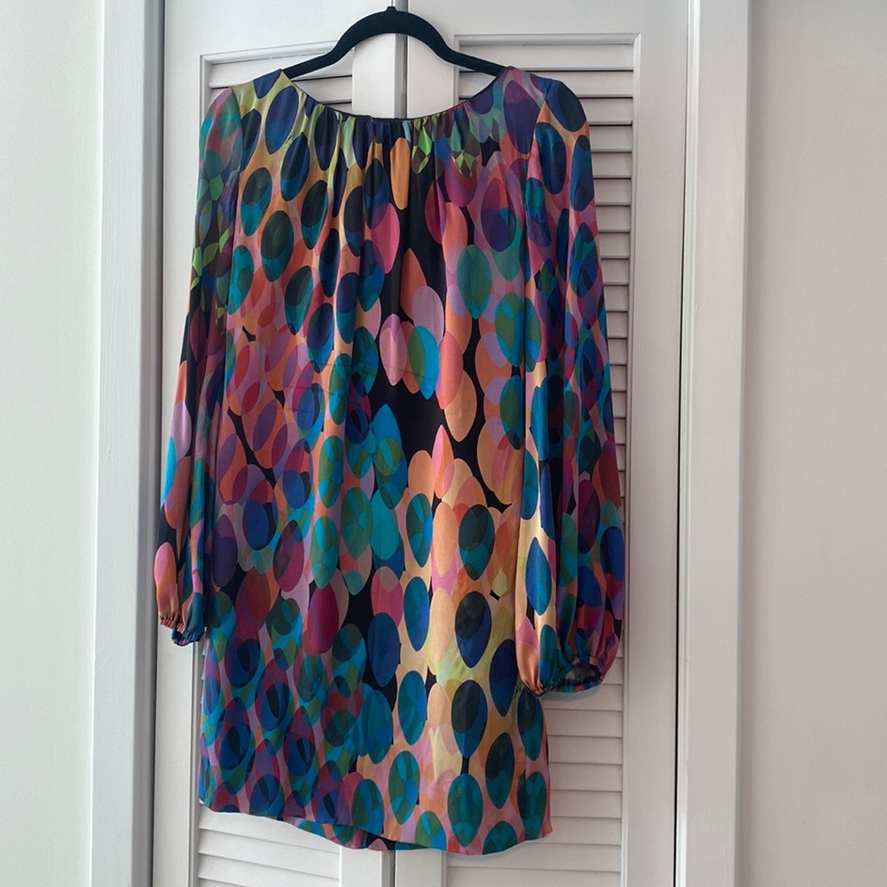 Trina Turk long sleeves multi color short dress